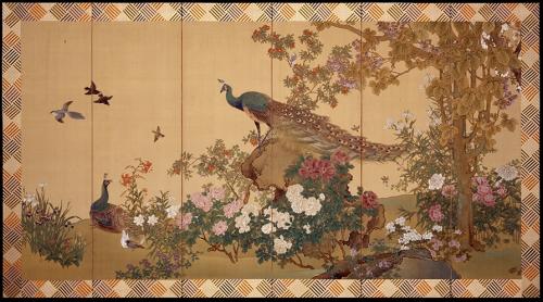 綴織壁飾 原画「百花孔雀」（百花百鳥の間）（菊池芳文　1903年）